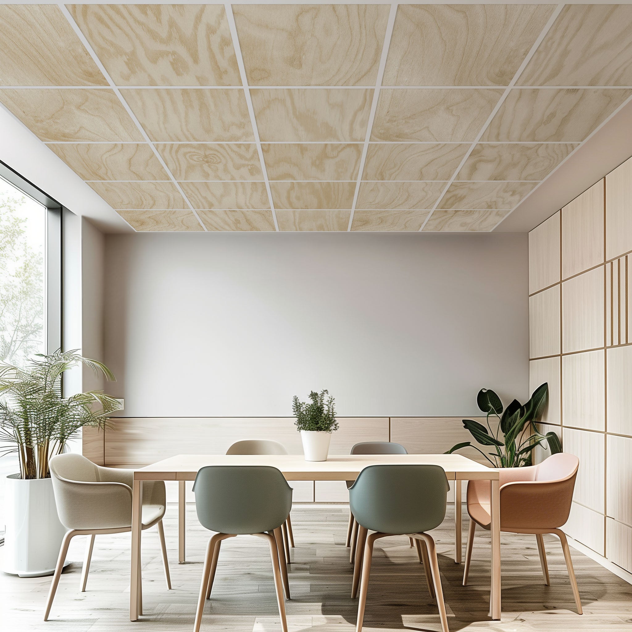 Acoustic Ceiling Panels Decorative Cassettes 60x60cm - Plywood